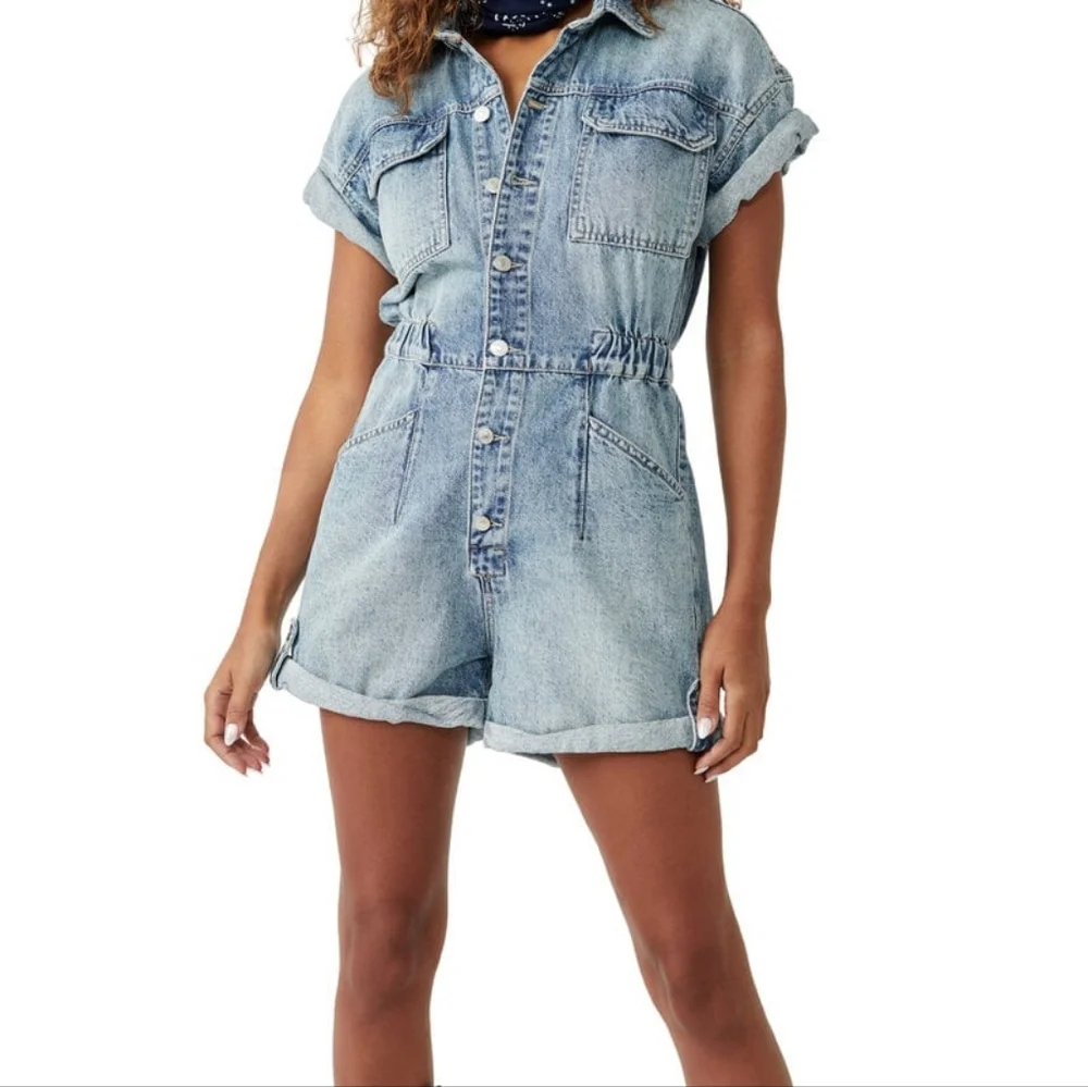 FREE PEOPLE- Free People Women's Marci Cuffed Shortall- Marrakesh - Small - Picture 2 of 6